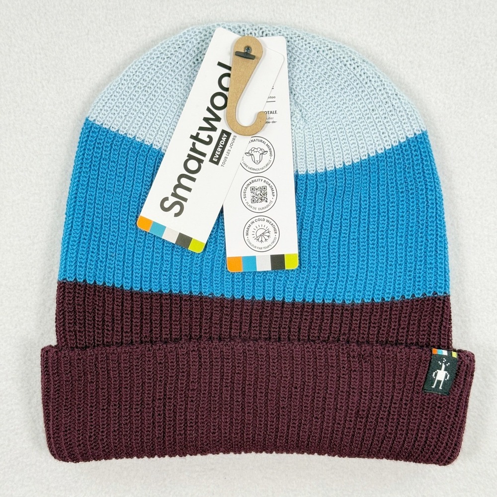 Smartwool Cantar Colorblock‎ Fold Beanie Eggplant Plaid NEW
